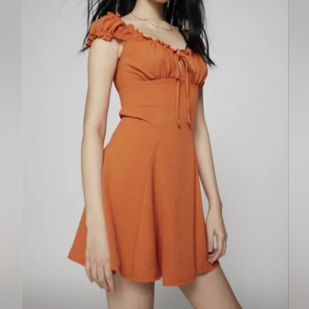 Urban Outfitters Kimchi Blue Blair Mini Dress In Orange Terracotta, SMALL
